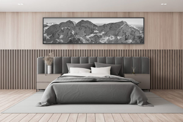 photo montagne noir et blanc - décoration chambre adulte - décoration chalet de montagne - photo panoramique Fletschhorn - Panorama noir et blanc Lagginhorn - Weissmies