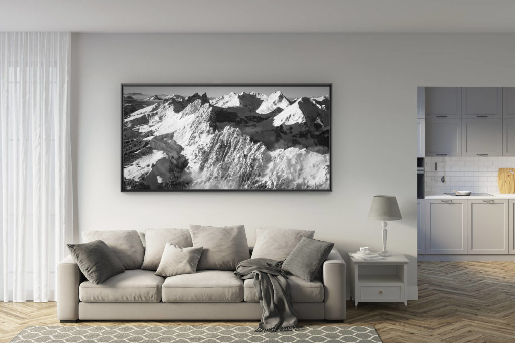déco salon rénové - tendance photo montagne grand format - Photographie panoramique des Gastlosen - Photo montagne Fribourg