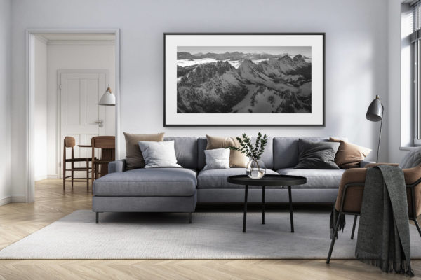 décoration intérieur salon rénové suisse - photo alpes panoramique grand format - Photo panoramique des Gastlosen - Vue sur les sommets des Gastlosen