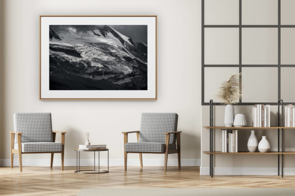 décoration intérieur moderne avec photo de montagne noir et blanc grand format - Glacier des Alpes - Photo glacier du Cervin