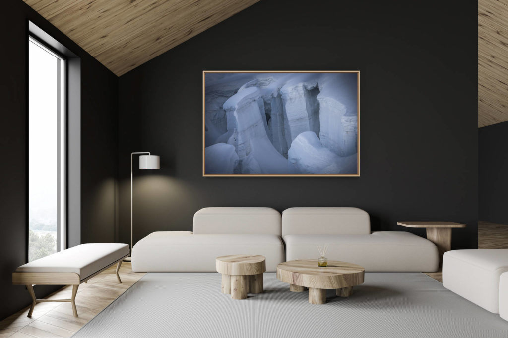 décoration chalet suisse - intérieur chalet suisse - photo montagne grand format - Glacier des Alpes Mont Blanc - Crevasses sur la voie normale du Glacier du Giétro (Cheilon) dans les alpes valaisannes de Crans MOntana en Suisse