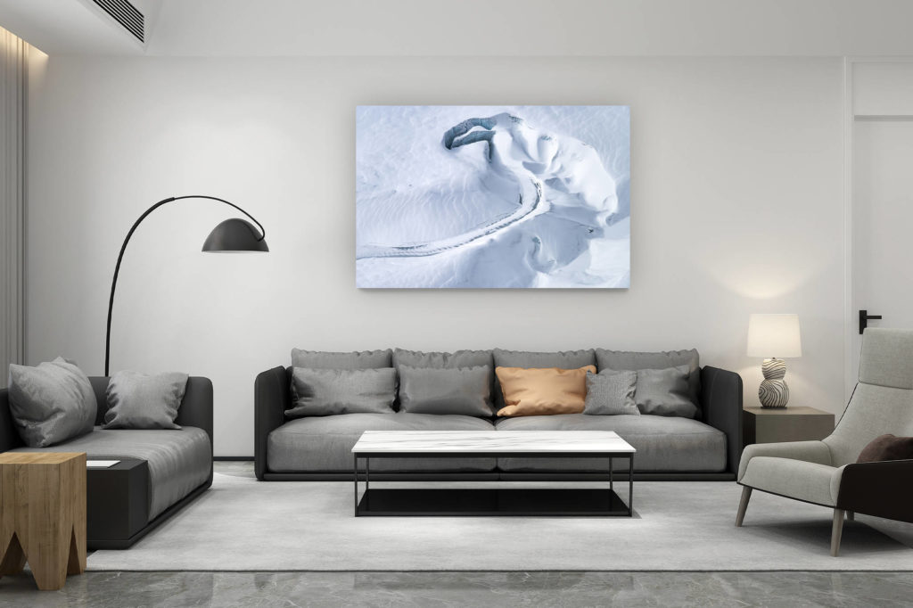 zeitgenössische schweizer Wohnzimmerdekoration - Geschenk für Schweizer Bergliebhaber - Alpengletscher - Gornergletscher - Zermatt - Schneefoto in den Bergen von den Gornermühlen im Winter