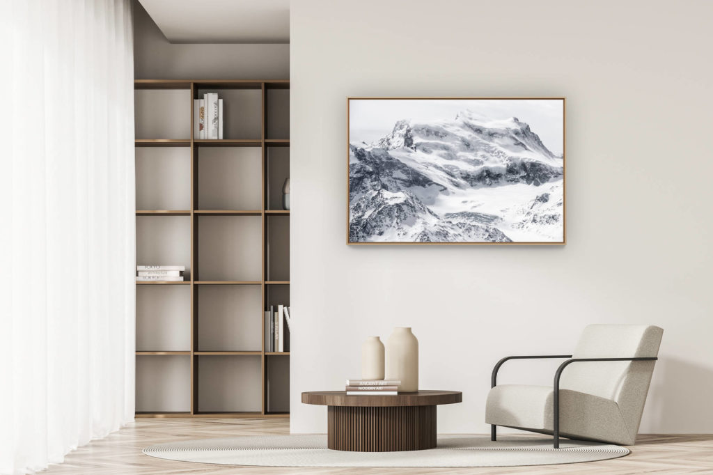 décoration appartement moderne - art déco design - Grand Combin noir et blanc - Crans Montana Suisse- Vallée de zermatt Engadine, sommet de montagne dans les Alpes Valaisannes