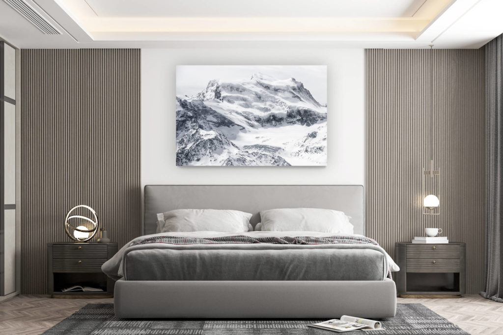 décoration murale chambre design - achat photo de montagne grand format - Grand Combin noir et blanc - Crans Montana Suisse- Vallée de zermatt Engadine, sommet de montagne dans les Alpes Valaisannes