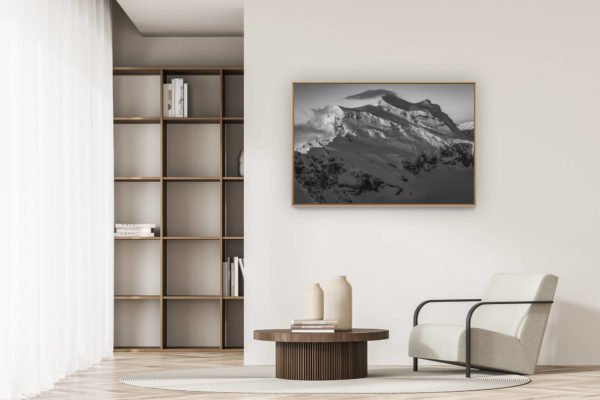 décoration appartement moderne - art déco design - Photo de montagne dans le Verbier Suisse - image de montagne enneigée en noir et blanc