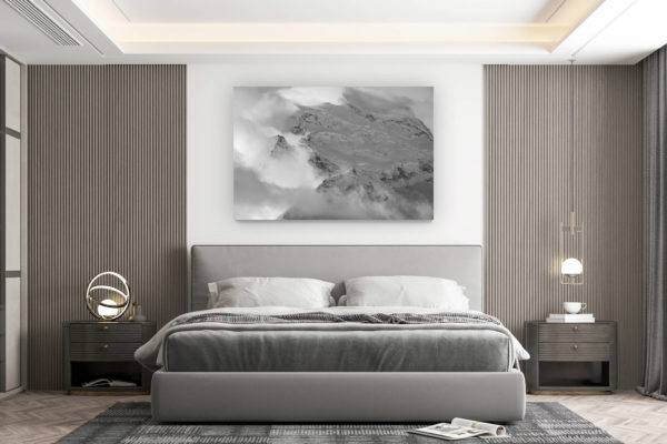décoration murale chambre design - achat photo de montagne grand format - Grand Combin - massif des alpes suisses en noir et blanc