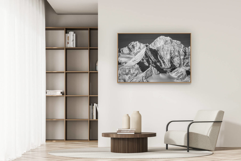 décoration appartement moderne - art déco design - Grand Combin Himalaya- photo massif mont blanc noir et blanc après une tempête de neige en montagne