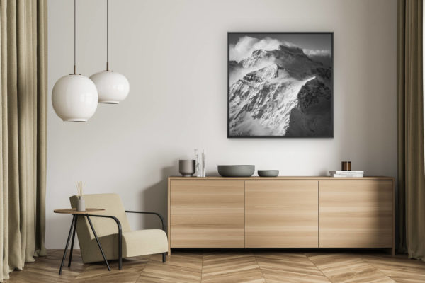 décoration murale salon - tableau photo montagne alpes suisses noir et blanc - photo montagne Verbier - Grand Combin noir et blanc