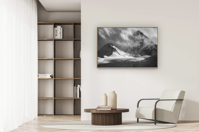 décoration appartement moderne - art déco design - Val d'Anniviers - Photo montagne noir et blanc Grand Cornier - Dent Blanche