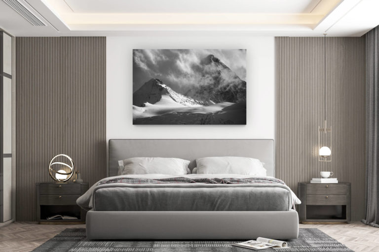 décoration murale chambre design - achat photo de montagne grand format - Val d'Anniviers - Photo montagne noir et blanc Grand Cornier - Dent Blanche