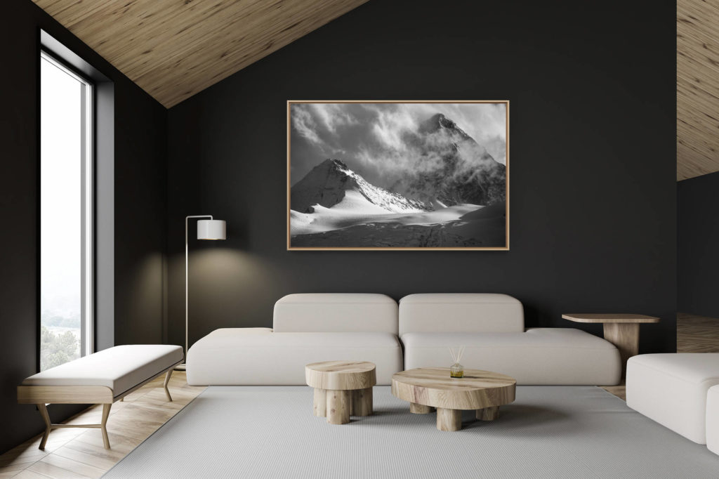 Dekoration Schweizer Chalet - Inneneinrichtung Schweizer Chalet - Bergfoto im Großformat - Val d&#039;Anniviers - Bergfoto schwarz-weiß Grand Cornier -. Dent Blanche
