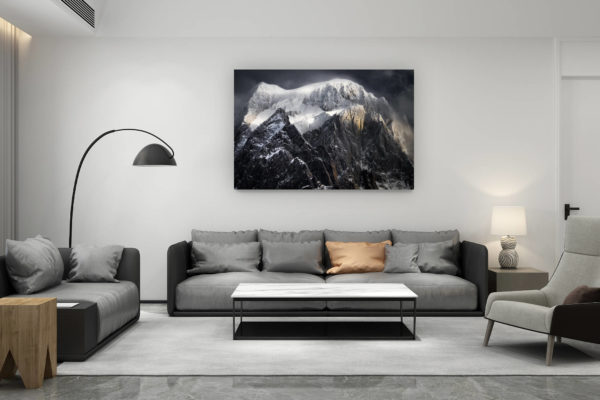 décoration salon contemporain suisse - cadeau amoureux de montagne suisse - Massifs du Mont Blanc - Photo de neige en montagne