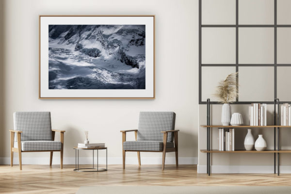 décoration intérieur moderne avec photo de montagne noir et blanc grand format - Glaciers des Alpes - Photo montagne - Hohlichtglestscher