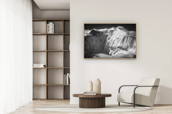 décoration appartement moderne - art déco design - photo montagne neige grindelwald noir et blanc