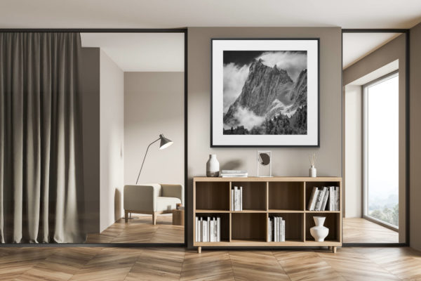 décoration chalet exclusif - tirage photo grand format - Les grandes Jorasses - Périades - photo montagne ancienne en noir et blanc