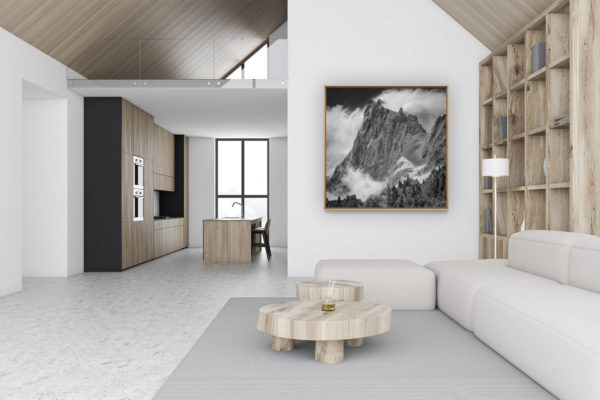 décoration murale chalet luxe rénové - photo montagne noir et blanc - Les grandes Jorasses - Périades - photo montagne ancienne en noir et blanc