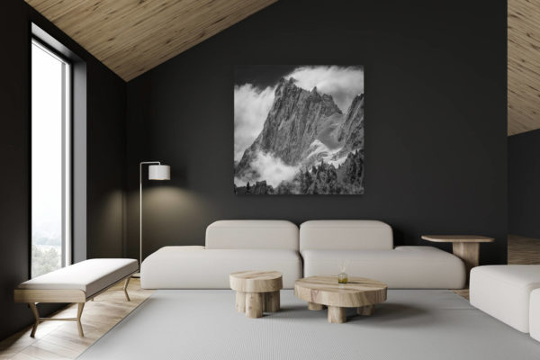 architecte intérieur rénovation chalet suisse - photo montagne grand format - Les grandes Jorasses - Périades - photo montagne ancienne en noir et blanc