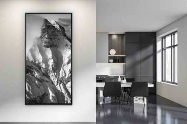 décoration cuisine contemporaine - photo montagne grand format noir et blanc - La Cîme de l'Est Dents du midi - photo d art montagne noir et blanc