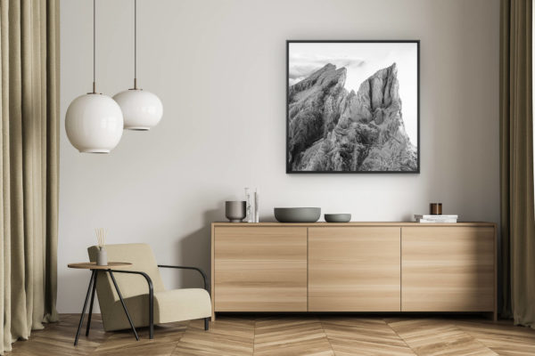 décoration murale salon - tableau photo montagne alpes suisses noir et blanc - Cadre photo montagne noir et blanc - La Dent Jaune et les bernoises