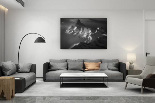 décoration salon contemporain suisse - cadeau amoureux de montagne suisse - photo pointe percée - photo sommet aravis