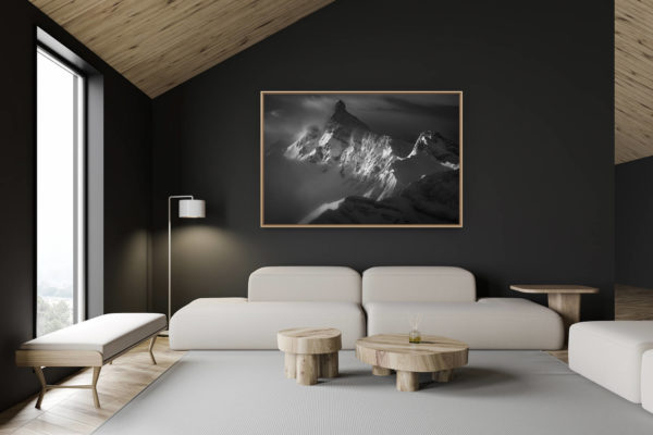 décoration chalet suisse - intérieur chalet suisse - photo montagne grand format - photo pointe percée - photo sommet aravis