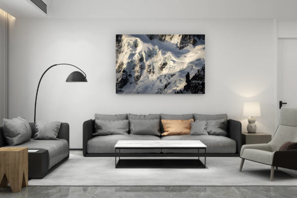 décoration salon contemporain suisse - cadeau amoureux de montagne suisse - Glaciers des Alpes - photo montagne neige - Glacier Alpes - Mont Mallet à Chamonix