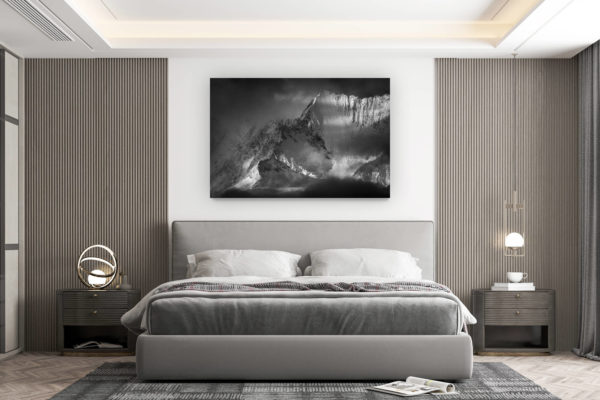 décoration murale chambre design - achat photo de montagne grand format - Photo montagne Vallée de Saas-Fee - Photo Alpes Valais Suisse - Lenzspitze vu du Saastal