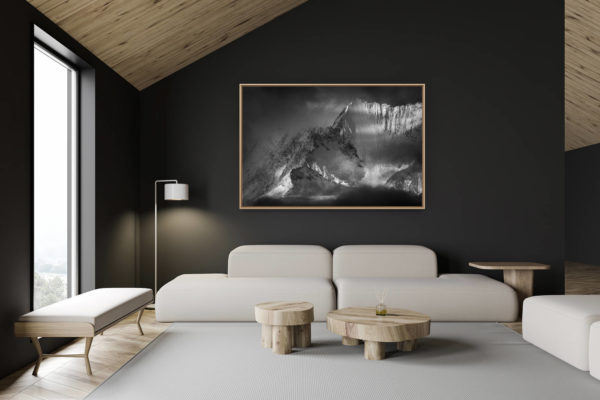 décoration chalet suisse - intérieur chalet suisse - photo montagne grand format - Photo montagne Vallée de Saas-Fee - Photo Alpes Valais Suisse - Lenzspitze vu du Saastal