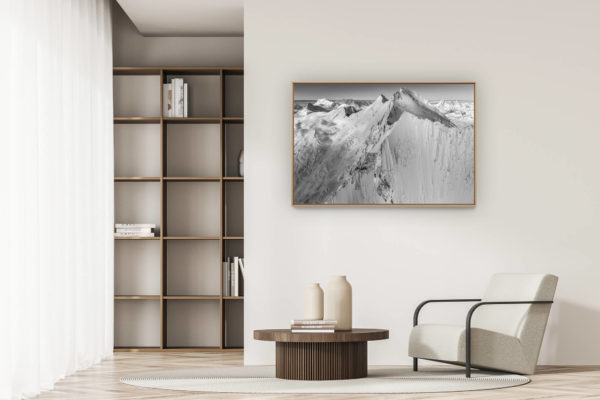 décoration appartement moderne - art déco design - Dom des Mischabels et Lenzspitze - image paysage montagne neige Monte Rosa - Mont Cervin