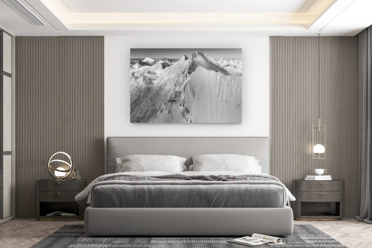 décoration murale chambre design - achat photo de montagne grand format - Dom des Mischabels et Lenzspitze - image paysage montagne neige Monte Rosa - Mont Cervin