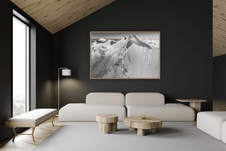 décoration chalet suisse - intérieur chalet suisse - photo montagne grand format - Dom des Mischabels et Lenzspitze - image paysage montagne neige Monte Rosa - Mont Cervin