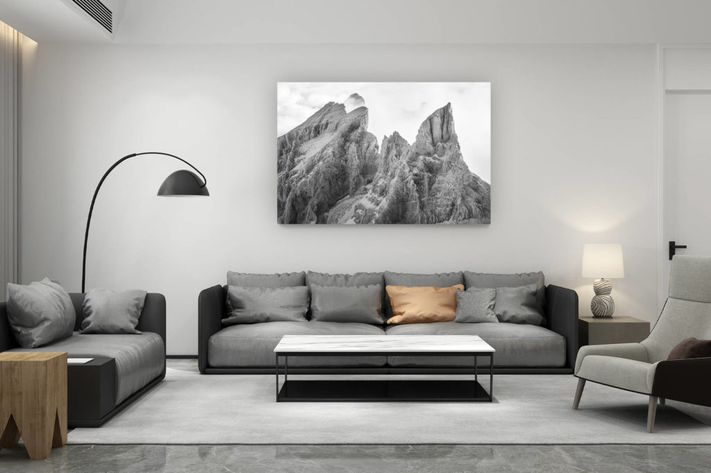 living room decoration contemporary - swiss mountain lovers gift - mountain landscape photo in winter - The Spur, The Cathedral, The Fortress, Eastern Ridge