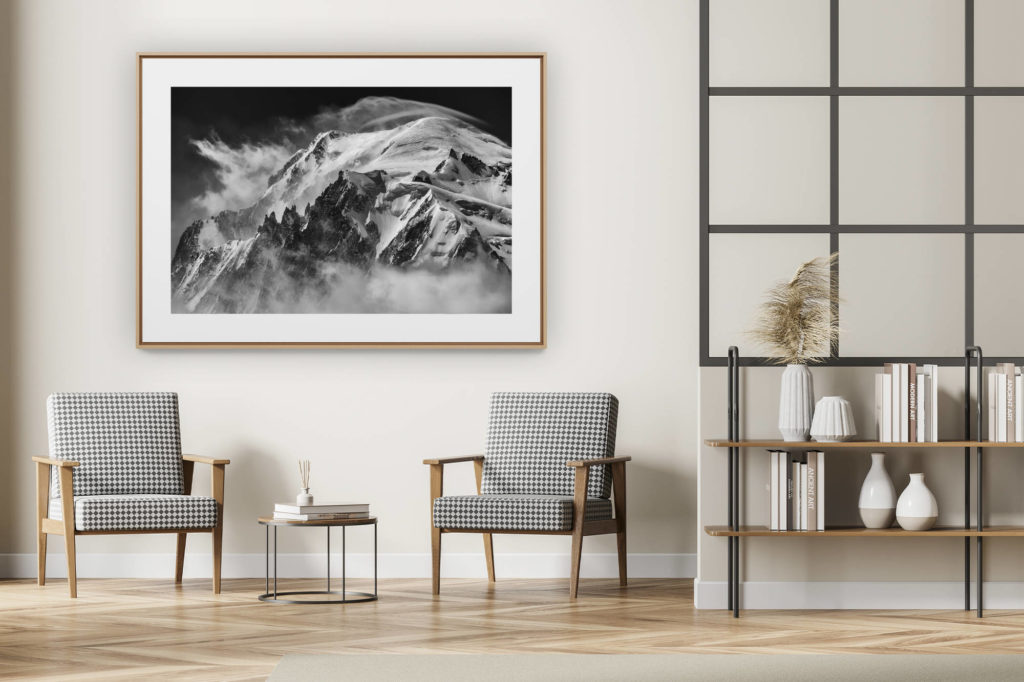 décoration intérieur moderne avec photo de montagne noir et blanc grand format - Massif du mont blanc Alpes - photo et image montagne - mont blanc images