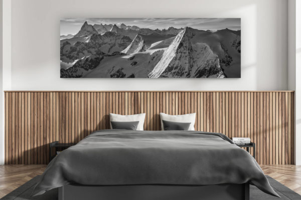 décoration murale chambre adulte moderne - intérieur chalet suisse - photo montagnes grand format alpes suisses - Photos panorama Alpes Suisses Valais - photo panorama mont blanc