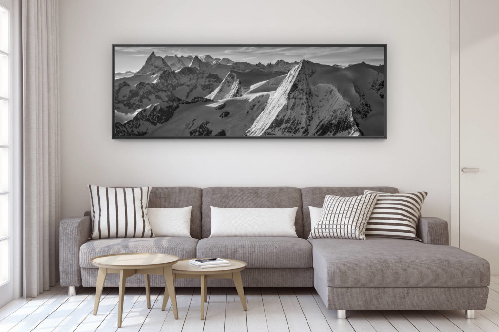 décoration murale design salon moderne - photo montagne grand format - Photos panorama Alpes Suisses Valais - photo panorama mont blanc