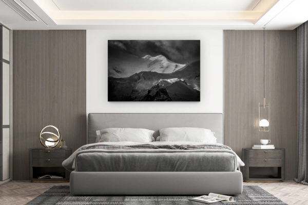 décoration murale chambre design - achat photo de montagne grand format - Massif du mont blanc - Les Bosses - photo montagne noir et blanc