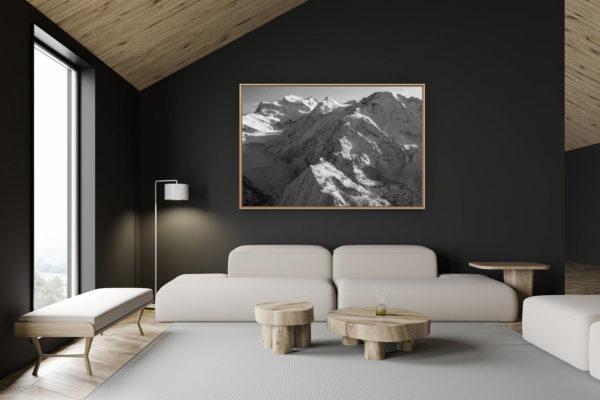 décoration chalet suisse - intérieur chalet suisse - photo montagne grand format - Les Combins - Photo de paysage des montagnes des Alpes de Crans Montana Suisse