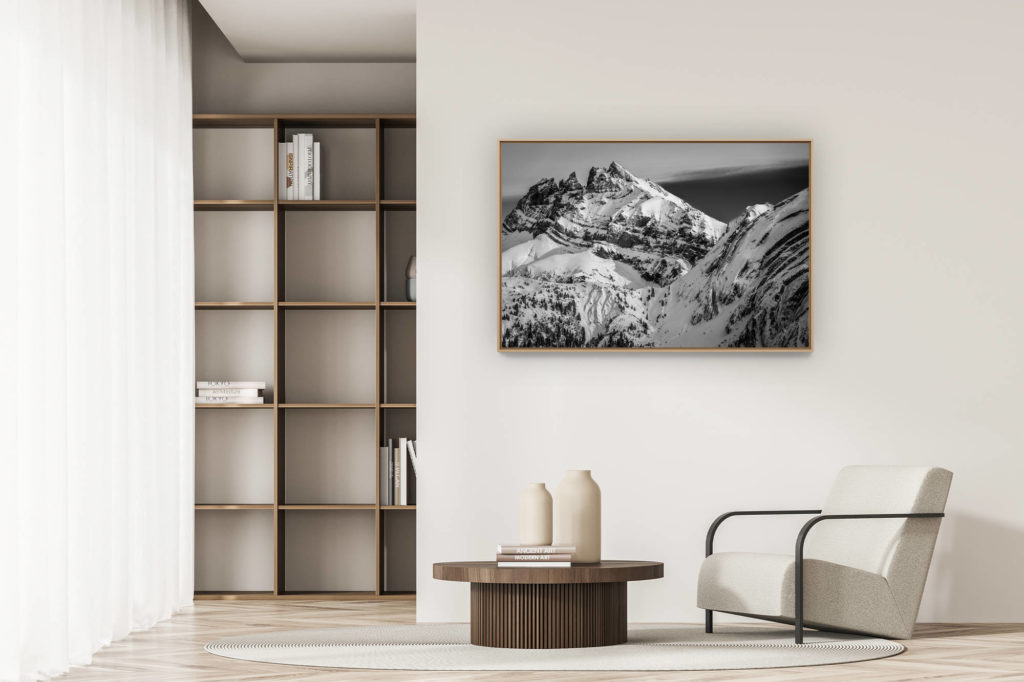 décoration appartement moderne - art déco design - Photo dents du midi noir et blanc - image paysage montagne