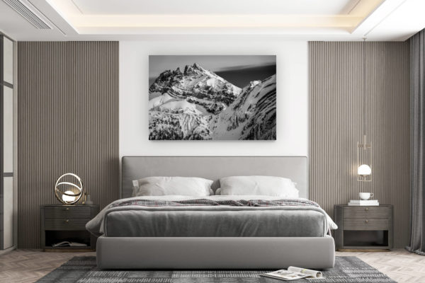 décoration murale chambre design - achat photo de montagne grand format - Photo dents du midi noir et blanc - image paysage montagne