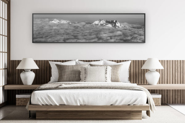 décoration chambre adulte moderne - photo de montagne grand format - image de montagne : Panorama de montagne - Les Dents du Midi et la Tour Sallière dans une mer de nuages