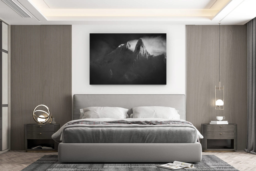 décoration murale chambre design - achat photo de montagne grand format - Image montagne Mont Blanc - image montagne - photo paysage montagne Alpes - Aiguille Verte et les Drus