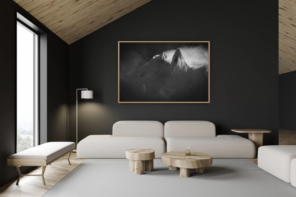 décoration chalet suisse - intérieur chalet suisse - photo montagne grand format - Image montagne Mont Blanc - image montagne - photo paysage montagne Alpes - Aiguille Verte et les Drus