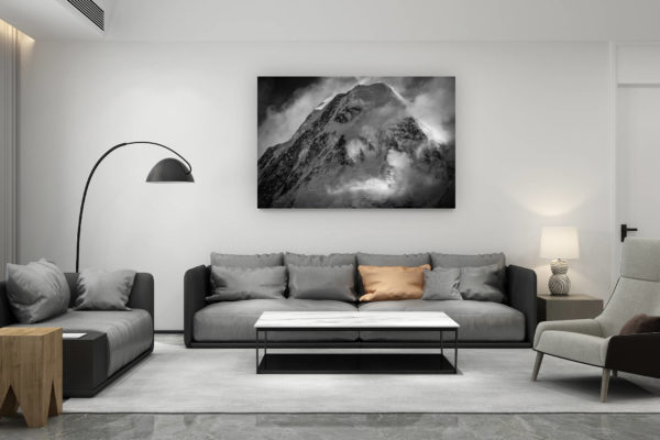 décoration salon contemporain suisse - cadeau amoureux de montagne suisse - Photo Vallée de Zermatt - Valais Suisse - Lyskamm