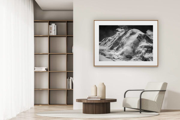 déco tendance salon moderne - photo montagne noir et blanc grand format - Image montagne - Photo paysage montagne