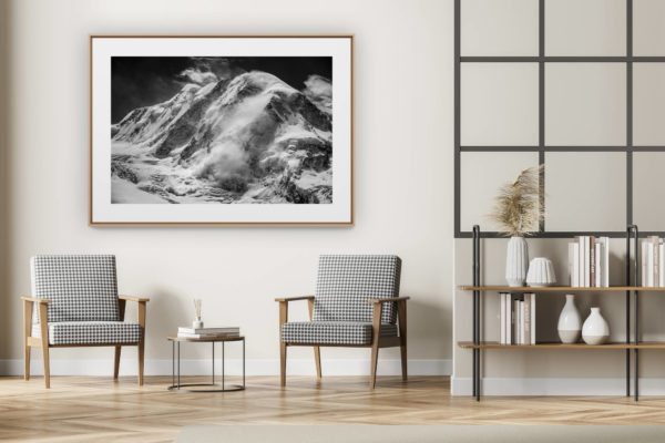 décoration intérieur moderne avec photo de montagne noir et blanc grand format - Image montagne - Photo paysage montagne