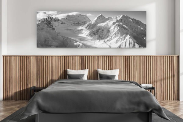 Wanddekoration modernes erwachsenenzimmer - innenausstattung schweizer chalet - großformatiges bergfoto schweizer alpen - schwarz-weißes bergpanorama poster - Panorama Massif des Combins