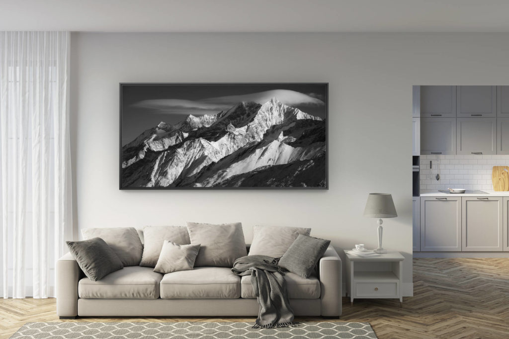 déco salon rénové - tendance photo montagne grand format - Image montagne hiver de la vallée de Zermatt- Massif des Mischabels