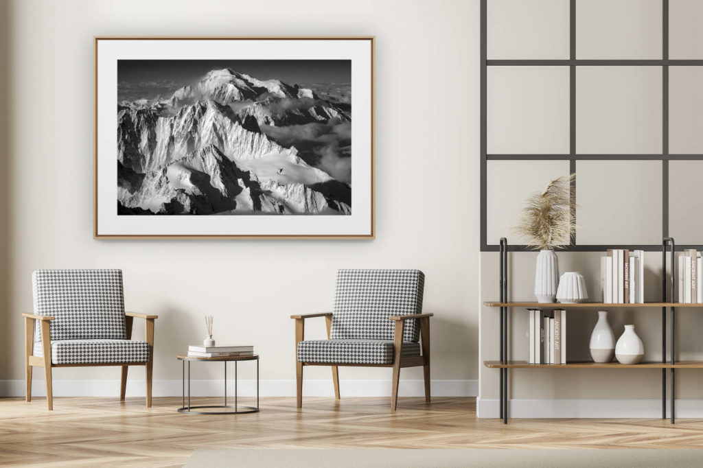 décoration intérieur moderne avec photo de montagne noir et blanc grand format - photo Massif du Mont-Blanc en noir et Blanc - Image mont blanc Chamonix