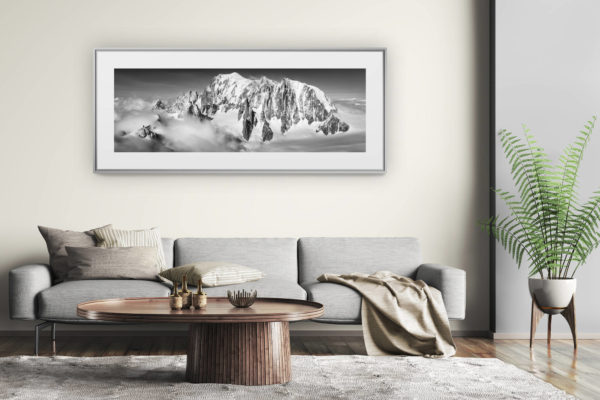 tableau montagne grand format - décoration murale salon moderne - panorama sommet mont blanc photo paysage montagne
