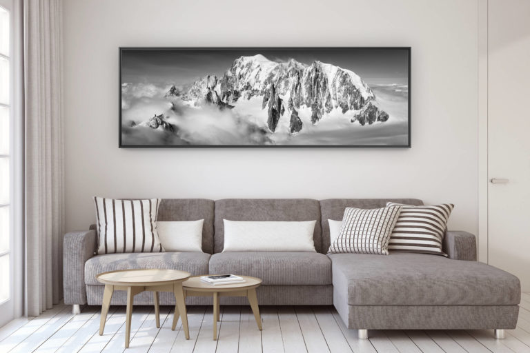 décoration murale design salon moderne - photo montagne grand format - panorama sommet mont blanc photo paysage montagne